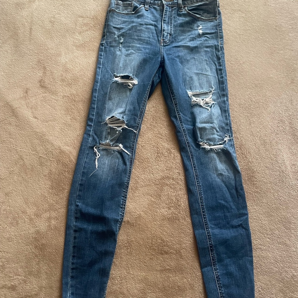 Eunina Distressed Dark Blue Skinny Jeans